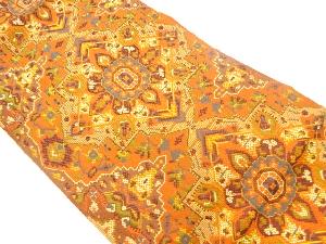 幾何学に華紋・草花模様織出し名古屋帯